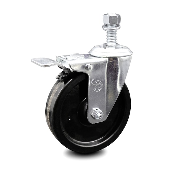 5 Inch Phenolic Swivel 1/2 Inch Threaded Stem Caster with Total Lock Brake SCC